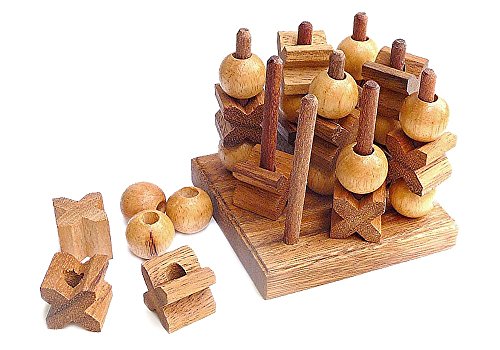 Logica Juegos Art. Tic-TAC-Toe 3D - Juego De Mesa De Madera Preciosa - Juego Estratégico 3D