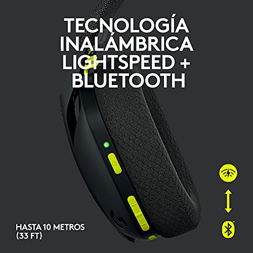 Logitech G 435 Auriculares Inalámbricos LIGHTSPEED para Gaming - Ligeros, micrófono integrado, Batería de 18 horas, Compatibles con Dolby Atmos, Bluetooth, PC, PS4, PS5, Móvil - Negro