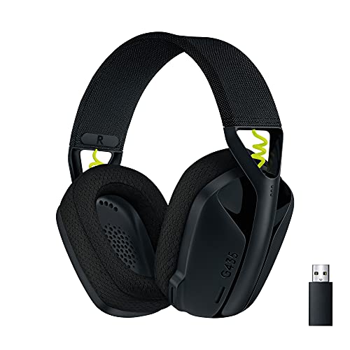 Logitech G 435 Auriculares Inalámbricos LIGHTSPEED para Gaming - Ligeros, micrófono integrado, Batería de 18 horas, Compatibles con Dolby Atmos, Bluetooth, PC, PS4, PS5, Móvil - Negro