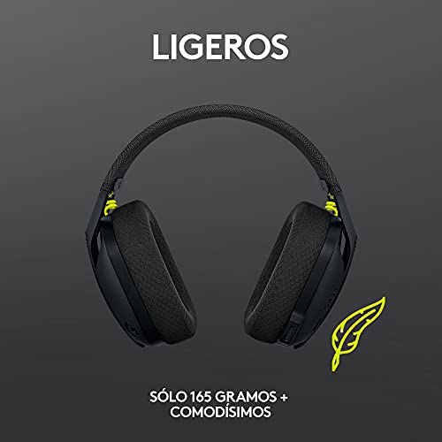 Logitech G 435 Auriculares Inalámbricos LIGHTSPEED para Gaming - Ligeros, micrófono integrado, Batería de 18 horas, Compatibles con Dolby Atmos, Bluetooth, PC, PS4, PS5, Móvil - Negro