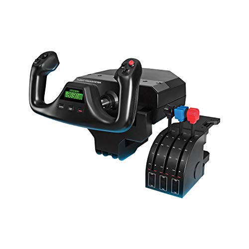 Logitech G Saitek Pro Flight Yoke Palanca de Mandos y Cuadrante de Aceleración para Simulación de Vuelo, Eje de Acero Auténtica y Precisa, 3 Modos, 75 Controles Programables, USB - Negro