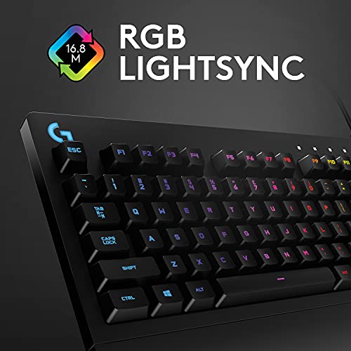 Logitech G213 Prodigy Teclado Gaming, RGB LIGHTSYNC, Teclas retroiluminadas, Resistente a Salpicaduras, Teclas personalizables, Controles Multimedia Dedicados, Disposición QWERTY ES - Negro