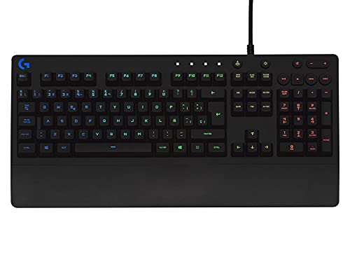 Logitech G213 Prodigy Teclado Gaming, RGB LIGHTSYNC, Teclas retroiluminadas, Resistente a Salpicaduras, Teclas personalizables, Controles Multimedia Dedicados, Disposición QWERTY ES - Negro