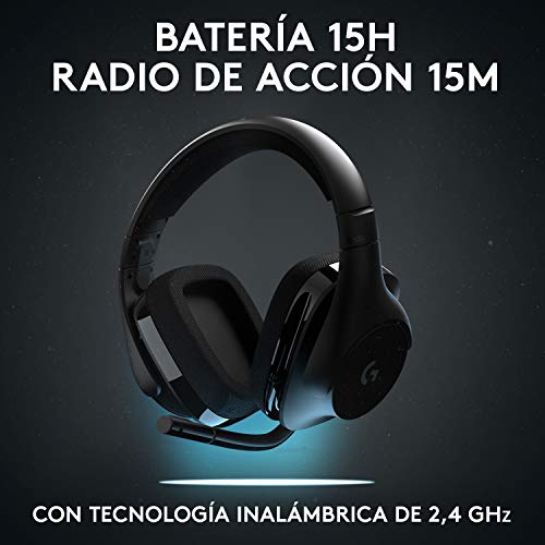 Logitech G533 Auriculares Inalámbricos para Gaming, 7.1 Surround DTS Headphone:X, Transductores 40mm Pro-G, Micrófono, 2,4 GHz Inalámbrico, Batería de 15 Horas, PC/Mac - Negro