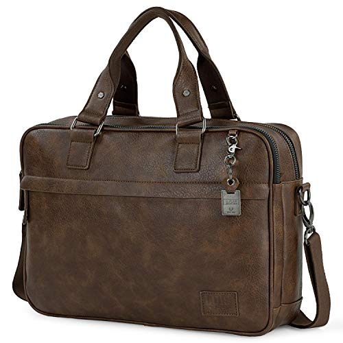 Lois - Bolso Maletín Portadocumentos para Portátil 15.6" Asa Regulable Desmontable de Hombro. Doble Asa de Mano. Piel Ecológica. Uso Diario, Viaje, Trabajo 311340, Color Marron