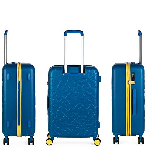 Lois - Maleta de Viaje Mediana 4 Ruedas Trolley. 66 cm Rígida de ABS. Dura Resistente Práctica Cómoda Ligera y Bonito Diseño Marca. Candado TSA. 171160, Color Azul