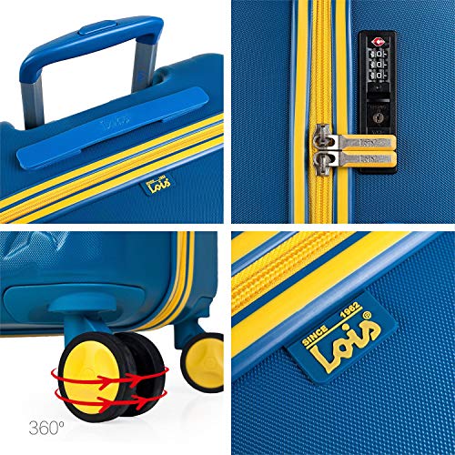 Lois - Maleta de Viaje Mediana 4 Ruedas Trolley. 66 cm Rígida de ABS. Dura Resistente Práctica Cómoda Ligera y Bonito Diseño Marca. Candado TSA. 171160, Color Azul