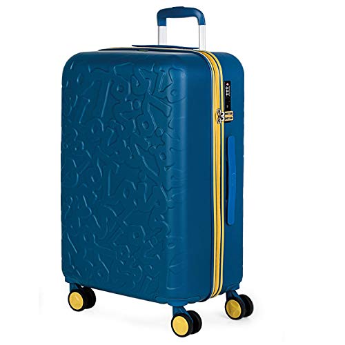 Lois - Maleta de Viaje Mediana 4 Ruedas Trolley. 66 cm Rígida de ABS. Dura Resistente Práctica Cómoda Ligera y Bonito Diseño Marca. Candado TSA. 171160, Color Azul