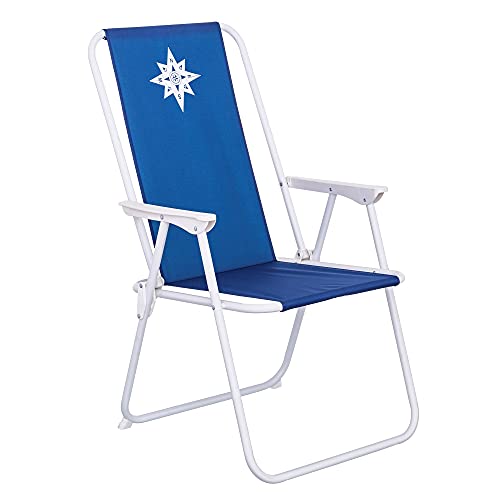 LOLAhome Sillón de Playa Fijo Azul Marino de Lona de 88x46x53 cm