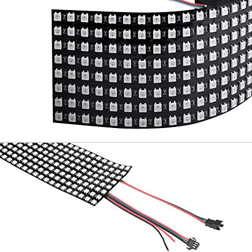 Longruner WS2812B Led Strip Panel Kit Matriz 8x32 256 Píxeles Digital Integrado Flexible WS2812B IC Luz LED con Iluminación de Color De Sueño Completo DC5V LWS03