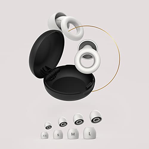 Loop Quiet - Tapones Oídos para dormir – Protección Auditiva de Silicona Suave Reutilizables + 8 Puntas para los Oidos en XS/S/M/L - Reducción Sonido 27dB - Antiruido, Estudiar - Blanco