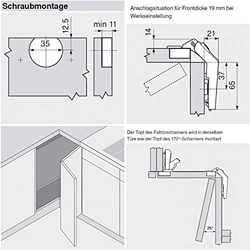 LOOTICH 135 Grado Bisagra de Ángulo para Puertas Plegables Bisagras de Esquina Especial para Puerta de Mueble Armario de Cocina Angular Juego de 4