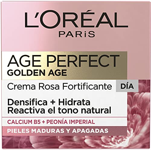 L'Oréal Paris Crema de Día Fortificante de Rosas Age Perfect Golden Age, Antiflacidez y Luminosidad, Para Pieles Maduras y Apagadas, Reaviva el tono rosado, 50 ml