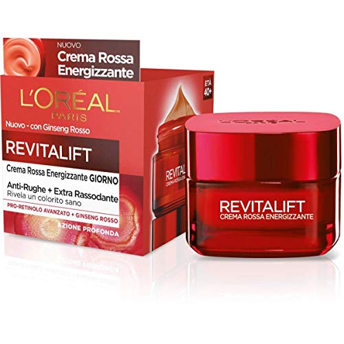 L'Oréal Paris - Crema facial de día, energizante y antiarrugas Revitalift, fórmula extrarreafirmante enriquecida con ginseng rojo y pro-retinol avanzado, 50 ml