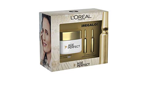 L'Oréal Paris Pack Age Perfect Incluye Crema de Día Efecto Tensor, 50 ml y de Regalo 2 Unidades de Ampollas Colágeno, Pieles Maduras y Apagadas