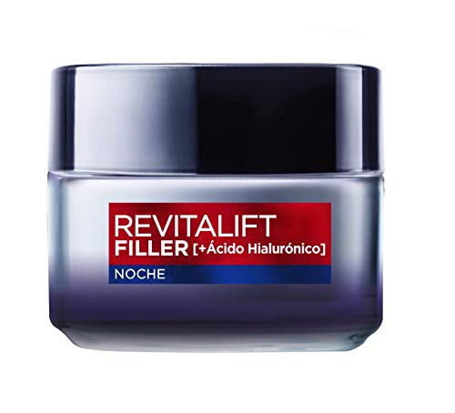 L'Oréal Paris Revitalift Filler Crema de Noche Revitalizante, Antiarrugas y Volumen, Anti-edad, Con Ácido Hialurónico, 50 ml