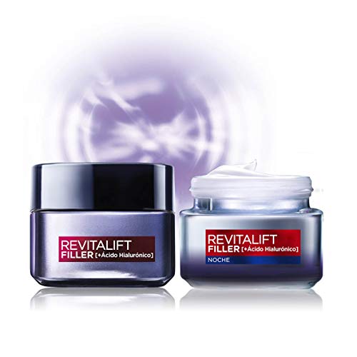 L'Oréal Paris, Set de Crema de Día + Crema de Noche, con Ácido Hialurónico Revitalift Filler, Set de Cremas Faciales Rellenadoras y Antiarrugas, 50 ml Cada Una