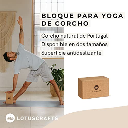 Lotuscrafts Bloque Yoga Corcho Supra Grip - Corcho Natural de Portugal - Fabricación Ecológica - Ladrillo Yoga - Tacos Yoga - Bloque para Yoga - Yoga Block Cork