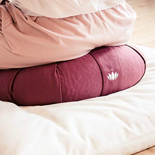 Lotuscrafts Cojin Zafu Meditación Yoga Kapok Delight - Altura 15 cm - Relleno de Kapok - Cubierta en Algodon Lavable- Cojin Yoga Zafu - Cojin Suelo Redondo - Meditation Cushion - Certificado Gots