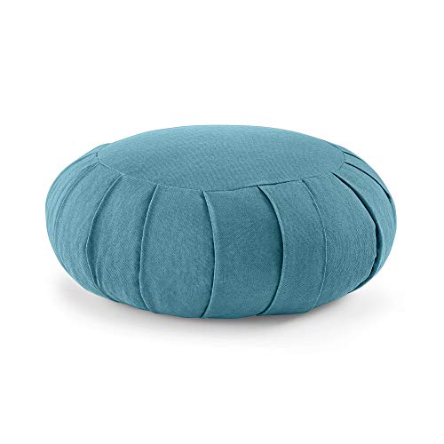 Lotuscrafts Cojin Zafu Meditación Yoga Zen - Altura 15 cm - Relleno de Espelta - Cubierta en Algodon - Cojin Yoga Zafu - Cojin Suelo Redondo - Meditation Cushion - Certificado Gots