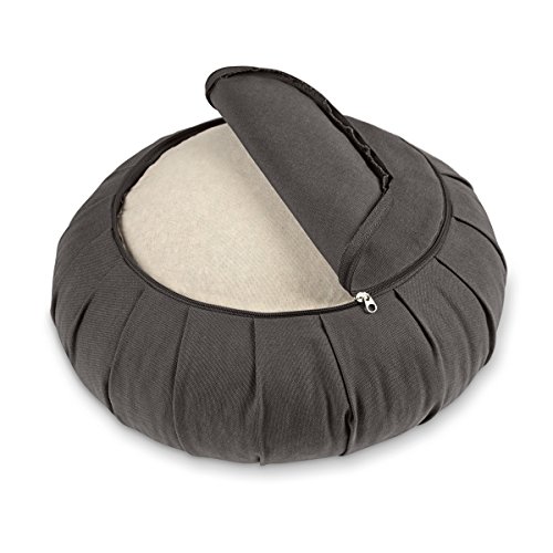 Lotuscrafts Cojin Zafu Meditación Yoga Zen - Altura 15 cm - Relleno de Espelta - Cubierta en Algodon Lavable- Cojin Yoga Zafu - Cojin Suelo Redondo - Meditation Cushion - Certificado Gots