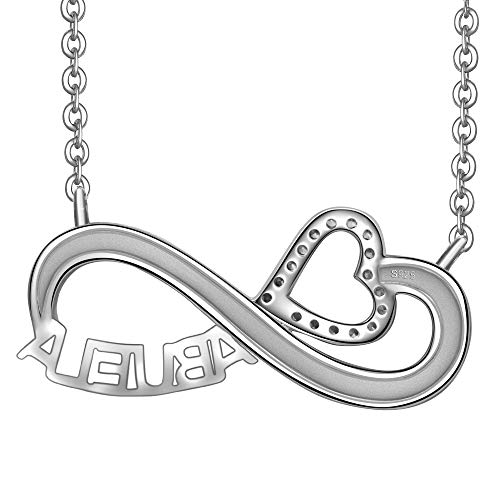 LOVORDS Collar Mujer Grabado Plata de Ley 925 Colgante Infinito y Corazón Regalo Abuela