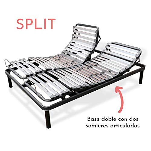 LTDM Cama Articulada con Refuerzos + Colchón viscoelástico Premium de 24 cm y Mando con Cable (150_x_190_cm)