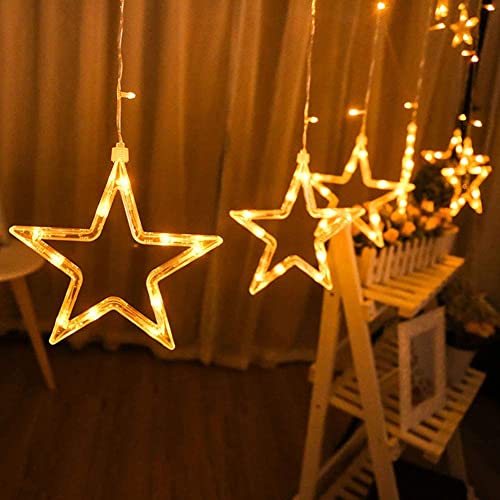 Luces de Hadas de Cortina, Queta Estrellas Hadas Luces de Cuerda LED, Luz Decorativa para Interiores y Exteriores en Casa/Jardín/Patio/Balcón/Fiesta/Boda/Navidad [Clase de eficiencia energética A++]