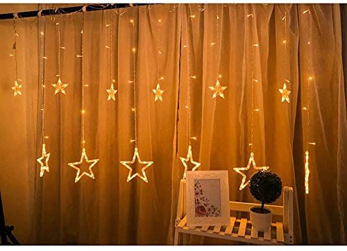 Luces de Hadas de Cortina, Queta Estrellas Hadas Luces de Cuerda LED, Luz Decorativa para Interiores y Exteriores en Casa/Jardín/Patio/Balcón/Fiesta/Boda/Navidad [Clase de eficiencia energética A++]