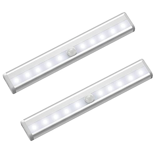 Luces de Noche LED,GPISEN Pack de 2 Luces con Sensor de Movimiento,Luz inalambrica cálida para Escaleras, Guardarropa, Porche, Armario, Cocina, Dormitorio