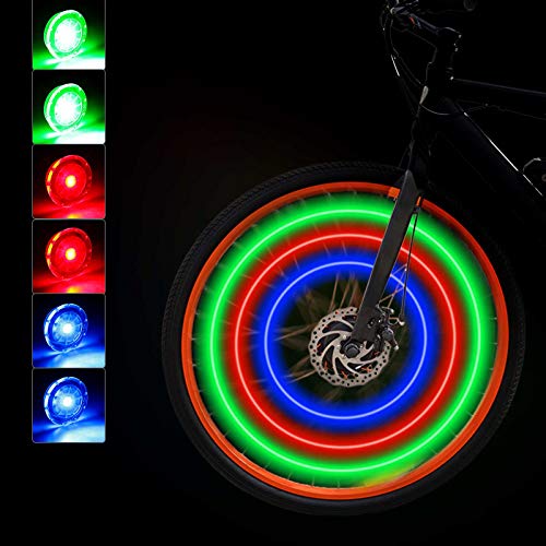 Luces de Rueda de Bicicleta Luces de Radios Ciclismo LED Impermeable Luces Rueda Colores Luz Radio Llanta 3 Colores con Baterias Incluidas (12 Piezas)