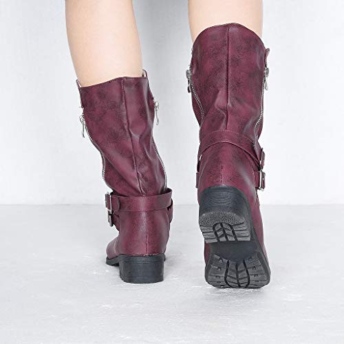 Luckycat Botas de Nieve para Mujer Zapatos Mujer Deportivos Running Botas De Combate Militares De La Hebilla Punky Retro del Estilo del Vintage Gótico De Steampunk De Las Mujeres