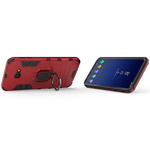 LuluMain Compatible con Galaxy J4 Core Funda, Anillo Metálico Sujeción Soporte Antichoque Caja (Funciona con el Montaje de Coche Magnético) Doble Capa Case Carcasa para Samsung Galaxy J4 Core (Rojo)