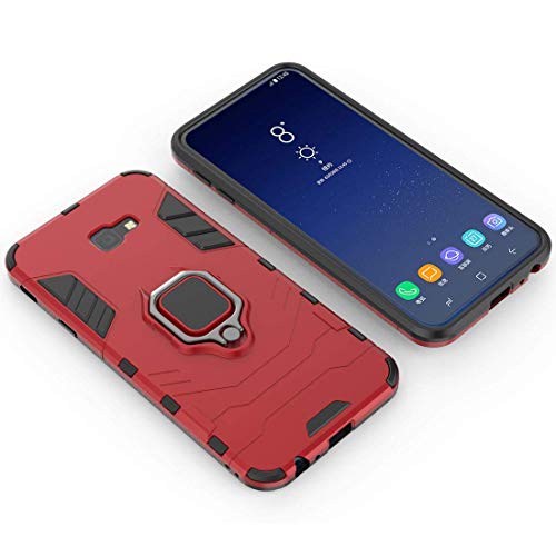 LuluMain Compatible con Galaxy J4 Core Funda, Anillo Metálico Sujeción Soporte Antichoque Caja (Funciona con el Montaje de Coche Magnético) Doble Capa Case Carcasa para Samsung Galaxy J4 Core (Rojo)