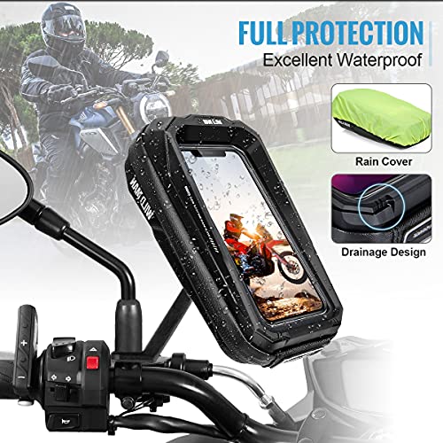 LUROON Soporte Movil Moto Impermeable 360°Rotación Anti Vibración Soporte Moto Aluminio Soporte Motocicleta Soporte Telefono Motocicleta Retrovisor para 3.5-6.7" Móvil