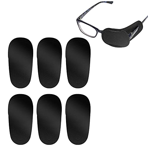 LUTER 6 Piezas Parches para Ojos para Gafas, Reutilizables Parches Oculares para Cubrir el Ojo Izquierdo Derecho Mejorar la Visión para Niños y Adultos Ojo Vago Ambliopía Estrabismo (Negro, Medio)