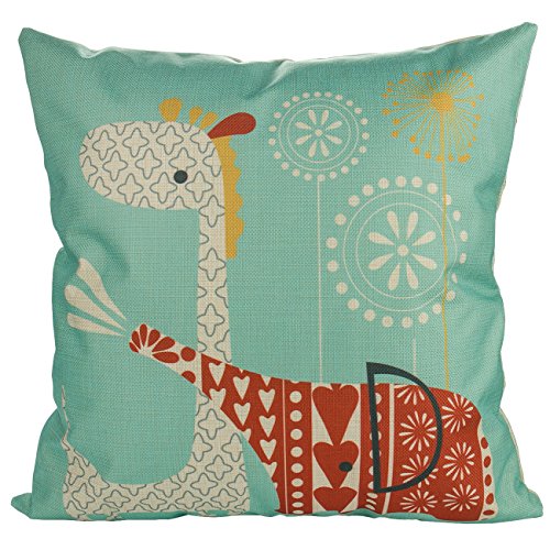 Luxbon 3 Funda Cojín Almohada Lino Duradero Elefante Pájaro Jirafa Gato Decoración para Sofá Cama Coche 45x45 cm