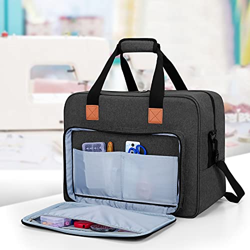 Luxja Bolsa para Máquina de Coser, Funda Maquina de Coser, Maleta Maquina Coser Organizador de Accesorios de Tejer (No Incluido Accesorios), Negro