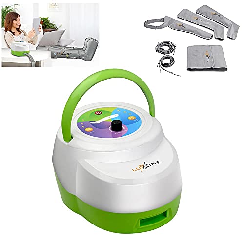 LUXONE Equipo Completo De Presoterapia Pórtatil Para Casa - Dispone 10 Intensidades y 3 Programas - Incluye Accesorios Brazos, Piernas, Glúteos y Abdomen – Muy Fácil De Usar – Resultado Profesional