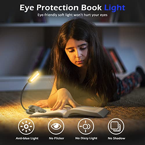 Luz de Lectura Lamparas de Lectura con 3 Modos de Luz (Luz Cálido y Blanco) Luz Lectura con Sensor Táctil y Pinza Luz para Leer Recargable 360° Flexible Luz Nocturna para Cama, E-Reader, Libro, Viaje