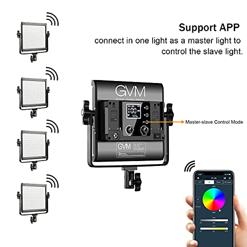 Luz de Video LED GVM con trípode, Control de aplicación Iluminación de Video RGB en Color CRI97 Regulable 3200K-5600K Iluminación de Fotos LED para cámara de Estudio de Youtube