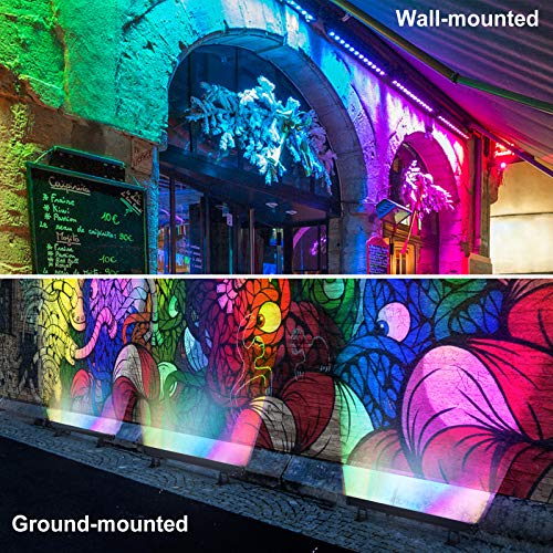 Luz LED RGB de Pared 42W, MEIHUA 2PCS Lampara de Pared RGB con Control Remoto de 360 ​​°, Sincronización Automática, 180 ° Ajustable, Luces Colores Decoración para Fiesta, Halloween, Boda