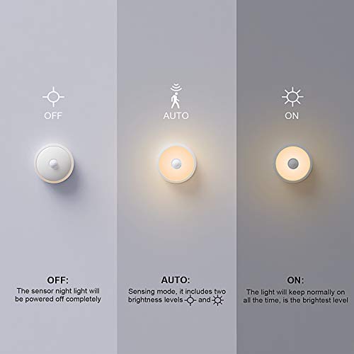 Luz Nocturna Sensor Movimiento, PREKIAR Luces LED Armario con Sensor Movimiento, Lámpara Nocturna Recargable con 3 Modos, Luz Cálida para Armario, Pasillo, Escalera, Sótano, Cocina, Gabinete(2Pcs)