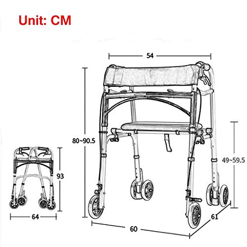 LXLH Andador con Silla con Inodoro, Andador para Adultos Andador portátil de Altura Ajustable con Asiento de Inodoro Acolchado para Personas Mayores