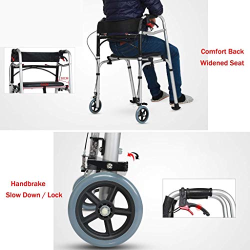 LXLH Andador con Silla con Inodoro, Andador para Adultos Andador portátil de Altura Ajustable con Asiento de Inodoro Acolchado para Personas Mayores