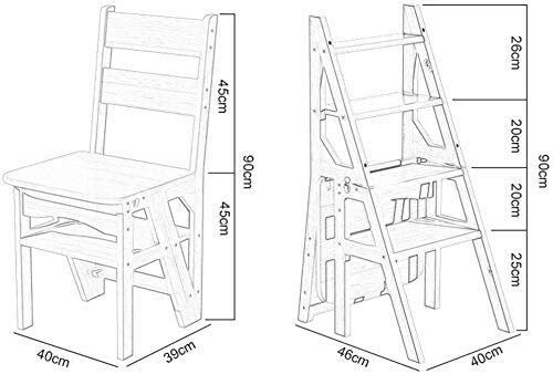 LYQQQQ Silla de Madera de Pino Adulto Asiento Householdal Plegable con 4 Paso Ascensor, Plegable se Pliegue a Library/Cocina/Oficina Pasos, Taburete de Paso con la manija (Color : C)