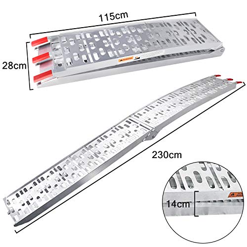 LZQ Rampa de carga plegable de aluminio, capacidad de carga de 340 kg, el par 680 kg, 1 pieza tipo A