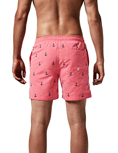 MaaMgic Ropa de Baño para Hombres Bañador para Vacaciones Short de Playa Natación Secado Rápido Piscina Ancla,Rosa Ancla,M