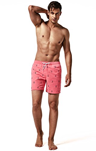 MaaMgic Ropa de Baño para Hombres Bañador para Vacaciones Short de Playa Natación Secado Rápido Piscina Ancla,Rosa Ancla,M