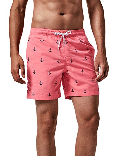 MaaMgic Ropa de Baño para Hombres Bañador para Vacaciones Short de Playa Natación Secado Rápido Piscina Ancla,Rosa Ancla,M